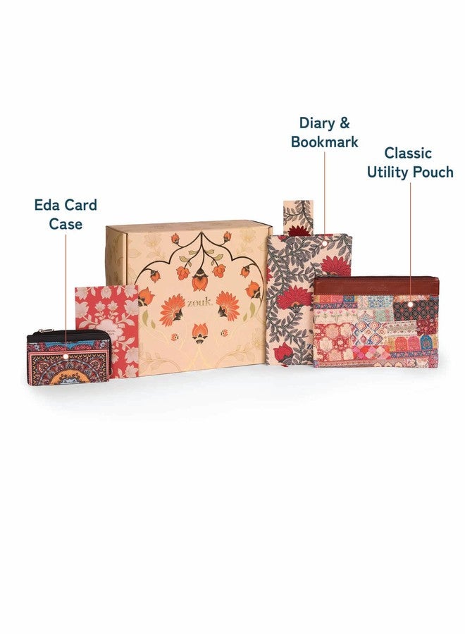 ZOUK علبة هدايا نوابي كلاسيك متعددة الألوان | مستوحاة من فن مادوباني | حافظة بطاقات، حقيبة متعددة الاستخدامات، مفكرة، وفاصل كتب | مجموعة هدايا ثقافية فاخرة للمناسبات والأعياد والهدايا الشخصية - Image 3